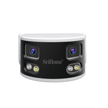 Caméra étanche Srihome SH070 4 MP à double objectif ultra grand-angle avec vision nocturne couleur (norme britannique) - Cadeau : prise britannique