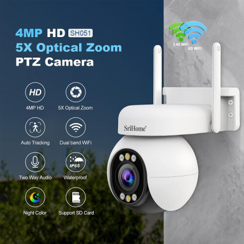 Srihome Sh051 Κάμερα Web HD 4Mp 5X με Οπτικό Ζουμ (Ευρωπαϊκό Πρότυπο) Δώρα:SH051 2
