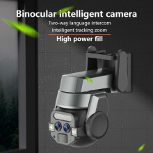 Q820 Fotocamera da esterno impermeabile con zoom ottico 10x a doppia lente da 6 MP, Wi-Fi e doppia sorgente luminosa (standard europeo) Regalo: Q820