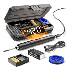 Kit de Soldador con Pantalla Digital LED, Interfaz Tipo C, Kit de Soldador Inalámbrico, Herramienta de Soldadura de Temperatura, Color Negro