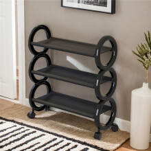 (Black, 3-Tier) 3-Tier Rotating Shoe Rack with 360 Swivel Wheels And Adorable Ring Handle - a Space-Efficient Organizer Ideal for Compa