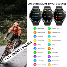 F200 Smart Health Watch met ECG, bloedglucose- en bloedlipidenmonitoring, rond scherm van 1,55 inch, kleur: zwart vinyl. Cadeaus: zwarte siliconen.