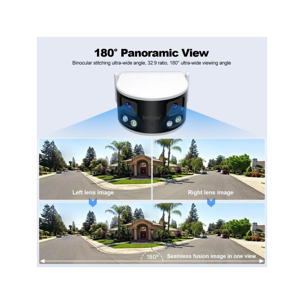 Srihome Sh070 4Mp Dual-Lens Ultra-Wide-Angle Waterproof Camera With Full-Color Night Vision Support (Australian Standard) Gifts:au Plug 9072918102702