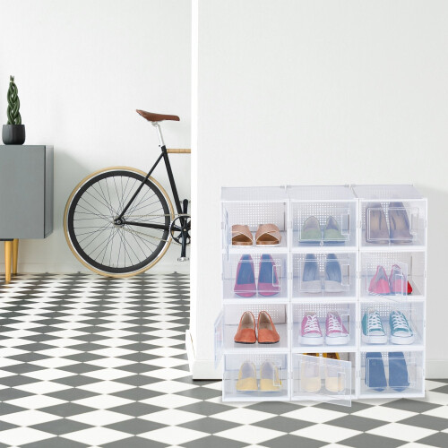 Transparent Shoe Storage Boxes, Set of 12 1