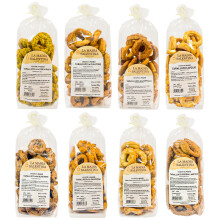 BOX TARALLINI SALENTINi DEGUSTAZIONE: IL VIAGGIO DEI SAPORI IN 8 GUSTI All'olio, alla cipolla, alle cime di rapa, al calzone, il s