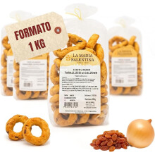 Tarallucci Salentini al Calzone con Uva Sultanina e Cipolla 1 Kg, Artigianali al Forno - Taralli Pugliesi Croccanti Tradizionali d