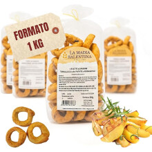 Tarallucci Salentini con Patate e Rosmarino 1 Kg, Artigianali al Forno - Taralli Pugliesi Croccanti Tradizionali del Salento - Tar