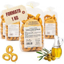 Tarallucci Salentini all’Olio di Oliva EVO 1 Kg, Artigianali al Forno - Taralli Pugliesi Croccanti Tradizionali del Salento - Tara