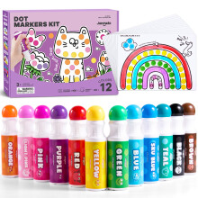 Jar Melo Washable Dot Markers for Toddlers, 12 Colors Bingo Dabber Pens with 120 PDF & 20 Activity Papers, Arts and Crafts Supplies for Preschool