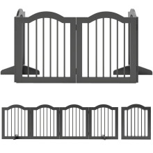 Cancelletto per cani pieghevole a 4 pannelli autoportante con piedini, nero, 208x29,5x61 cm