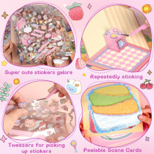 ASTARON 6 Sets DIY Large Size Sticker Scene Book Make Own Shop Room