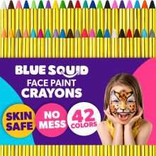 Blue Squid Face Paint Crayons for Kids - 42pcs XL Non-Toxic, Washable Body Paint Crayons