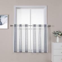 Küchengardinen-Set, 76 cm, vertikal, geometrisches, transparentes Streifenmuster