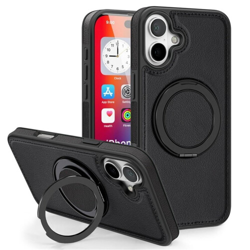 Lederhülle für iPhone 16 mit MagSafe und drehbarem Ring
