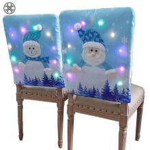 Kerststoelhoezen met LED-verlichting: Kerstman en sneeuwpop (2 stuks)