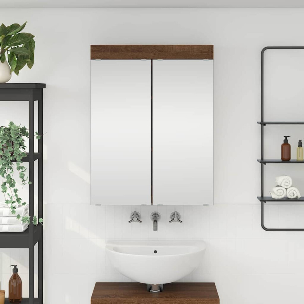 Vidaxl Bathroom Mirror Cabinet Tulum Brown Oak 60 X 16.5 X 78 Cm