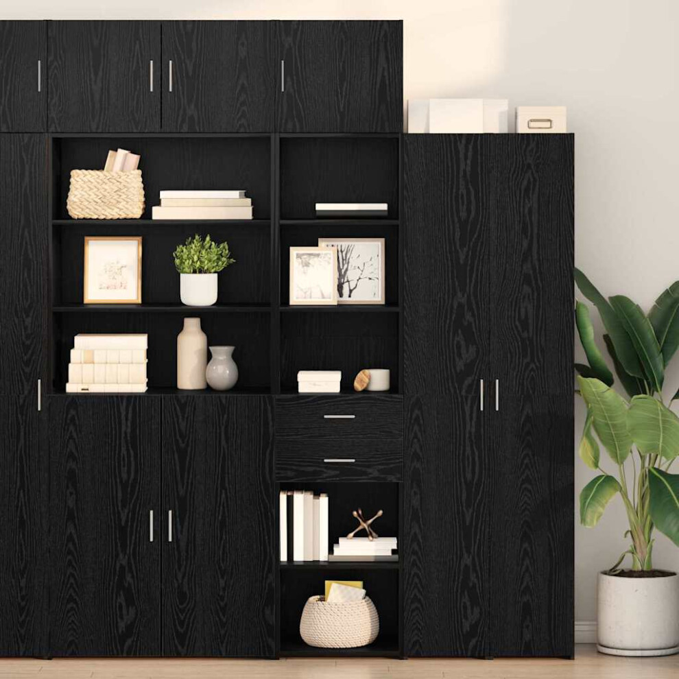 Vidaxl Highboard Oak 45 X 42.5 X 185 Cm Engineered Wood Black