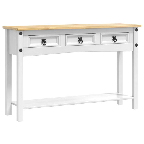 VidaXL vidaXL End Table Corona White 114 x 34.5 x 73 cm Solid Pine Wood 1