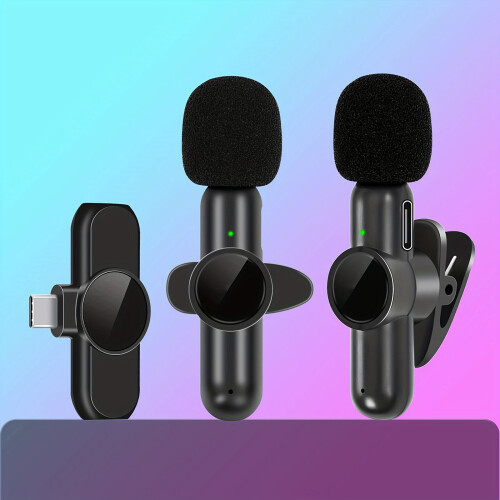 Microfone de lapela sem fio para iPhone, iPad e Android com USB-C 1