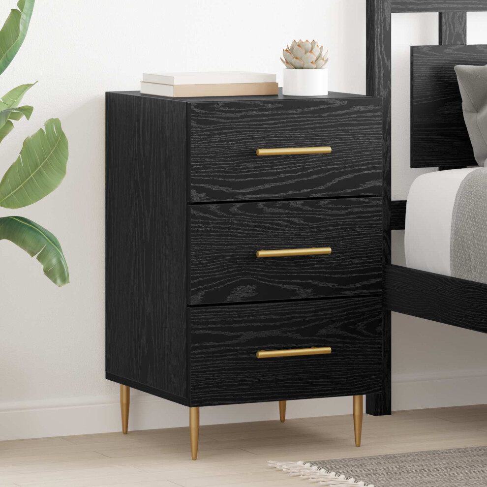Vidaxl Bedside Cabinet Black Oak 40 X 40 X 66 Cm Engineered Wood