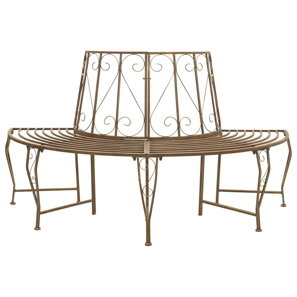 Vidaxl Tree Bench 4-Seater 160 X 80 X 89 Cm Steel Antique Brown