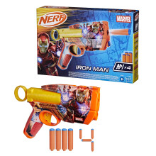 Nerf Marvel Iron Man Dart Blaster with 2-Dart Capacity, Pull-Back Priming & 4 Official N1 Foam Darts, Marvel Avengers Toy Blaster for Kids 8+, Foam D