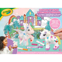 CRAYOLA Colour 'n' Style Unicorn & Pegasus Twin Pack | Colour Your Own Mythical Friends Again and Again | Includes 8 Washable Markers & Style Accesso