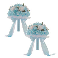 Xubond PE Blue Artificial Roses for Bridal Bouquet 12 pcs