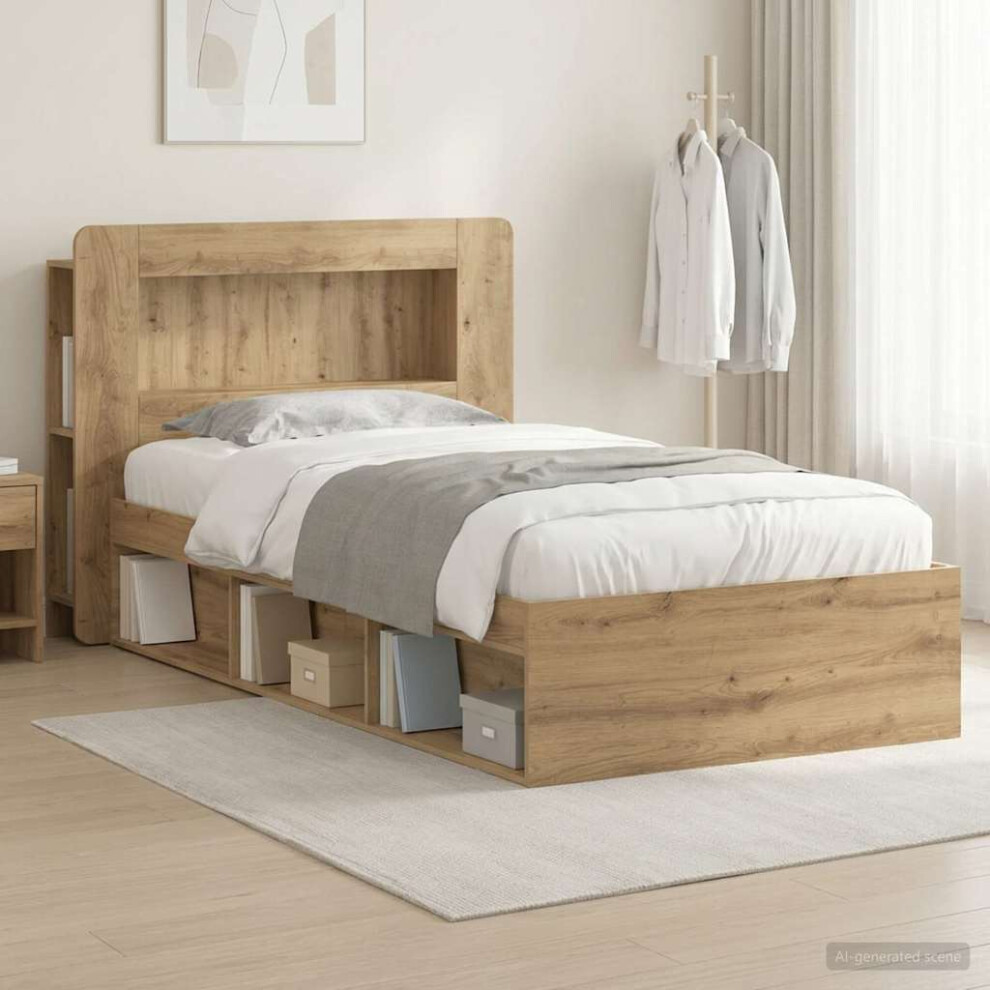 Vidaxl Bed Frame With Storage Artisan Oak 90 X 190 Cm Engineered Wood
