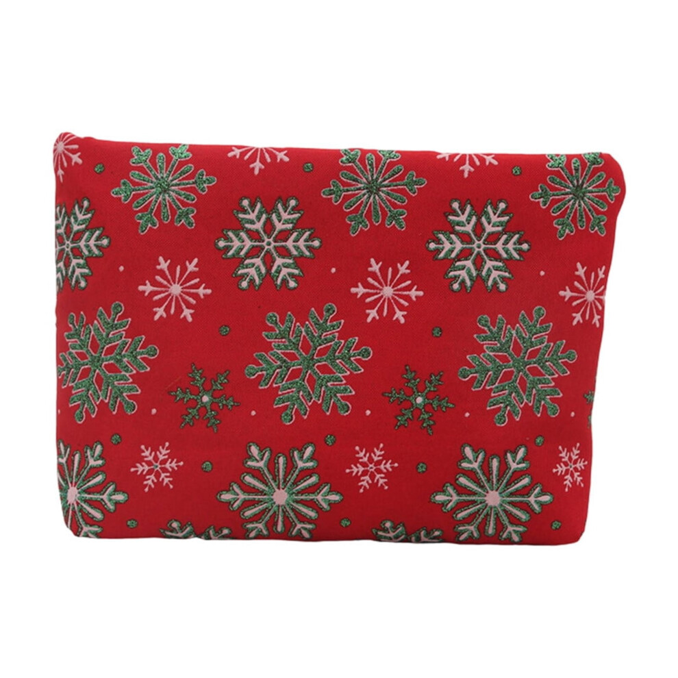 Christmas cosmetic bag red snowflake tree design