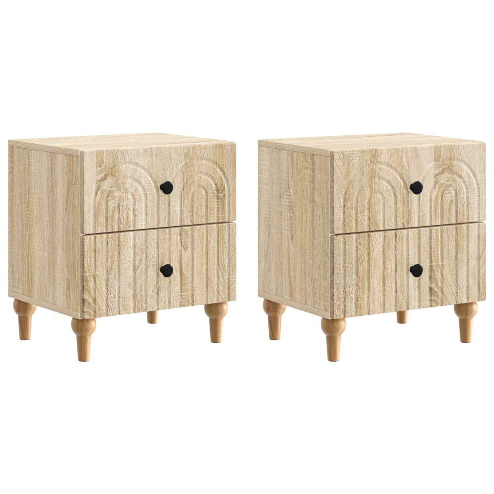 Vidaxl Bedside Cabinet With Drawer 2 Pcs Sonoma Oak 43 X 34.5 X 48 Cm