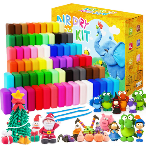 Air Dry Clay Kit 78 Pack, with 6 PCS Tools & Project Booklet