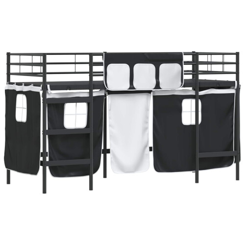 VidaXL vidaXL Kids'Loft Bed Frame with Curtains Black 100 x 190 cm 1