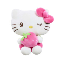 Hello Kitty Macedonia Plush, 16cm Strawberry Soft Toy, Cute in Strawberry-Themed Outfit, Official Licensed Plush for Fans and Collectors, Suitable fo