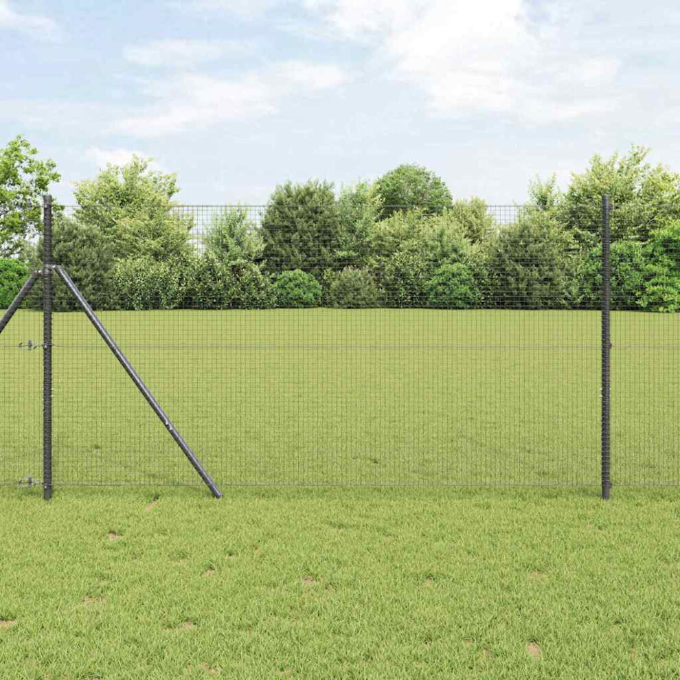 Vidaxl Ground Fix Welded Wire Fence 25 X 1.2 M Pvc-Coated Steel Grey