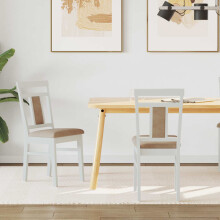 vidaXL Dining Chair 2 pcs White and Brown Solid Rubber Wood