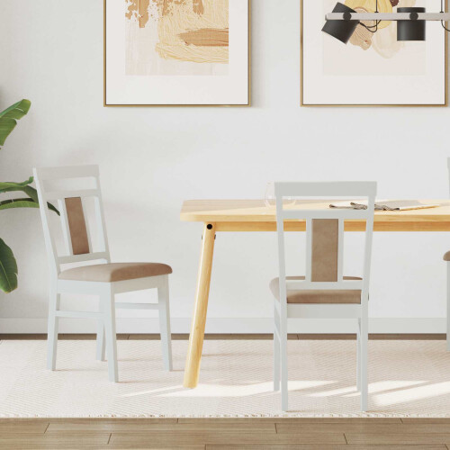 VidaXL vidaXL Dining Chair 2 pcs White and Brown Solid Rubber Wood