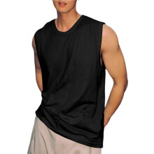 Mouwloze Shirts voor Mannen Casual Tanktops Spier Shirt Zomer T-Shirts Strand Losse Fit T-Shirt Zwart S