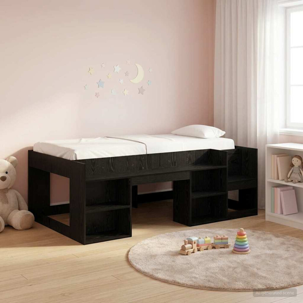 Vidaxl Kids'bed Frame With Storage Oak 80 X 200 Cm Black