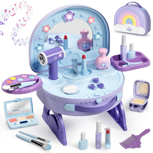 Lehoo Castle 2-in-1 Portable Dressing Table with Pretend Makeup Set