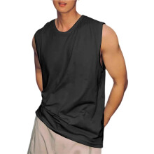 Mouwloze Shirts voor Mannen Casual Tanktops Spier Shirt Zomer T-Shirts Strand Losse Fit T-Shirt Donkergrijs S
