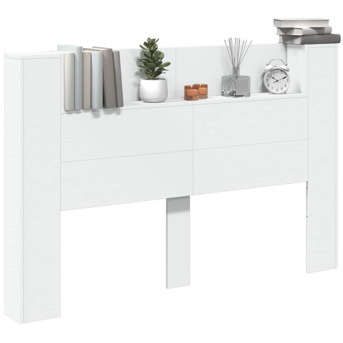 VidaXL vidaXL Storage Headboard with LED White Engineered Wood 1