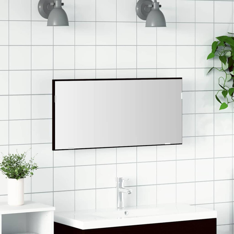 Vidaxl Mirror Oak 80 X 37 Cm Glass And Engineered Wood Black