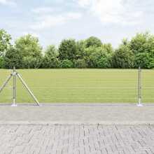vidaXL Welded Wire Fence with Concrete Base 100 x 0.5 m Silver Mesh