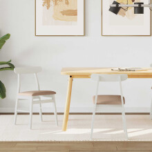 vidaXL Dining Chair 2 pcs White and Brown Solid Rubber Wood