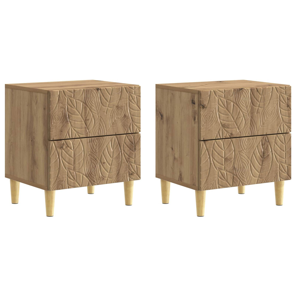 Vidaxl Bedside Table 2 Pcs Artisan Oak 43 X 34.5 X 48 Cm