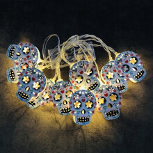 Guirlande lumineuse décorative YiFudd en forme de crâne d'Halloween (10 LED)
