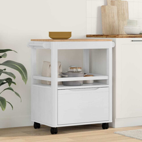 VidaXL vidaXL Kitchen Trolley FLORO White 72.5 x 45 x 80 cm Solid Pine Wood