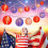 Red White Blue LED Lantern String Lights Outdoor 10m 1