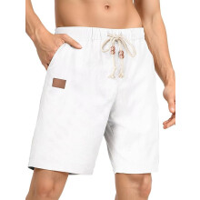 Pantaloncini Cargo Chino da uomo in lino Bermuda estivi sportivi Bianchi 36 — pantaloncini lino